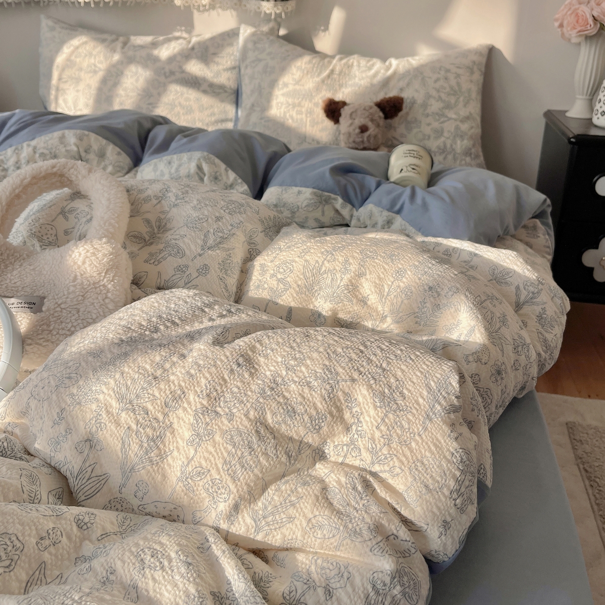 91家纺网 家纺一手货源 找家纺 沐芷 2026 高克重110g泡芙棉四件套A类床上用品被套宿舍床单三件套【提供买家秀】 绵绵奶兔