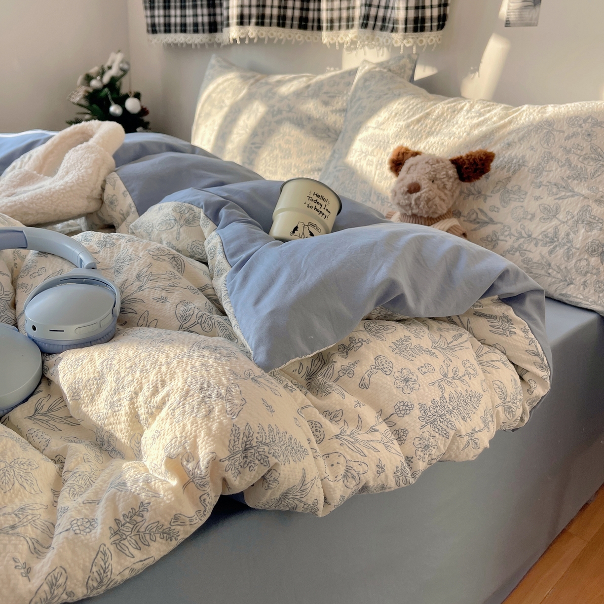 91家纺网 家纺一手货源 找家纺 沐芷 2026 高克重110g泡芙棉四件套A类床上用品被套宿舍床单三件套【提供买家秀】 绵绵奶兔