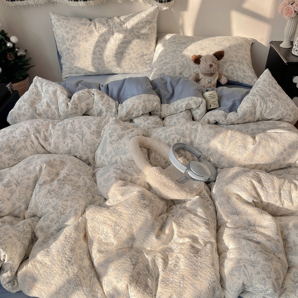 91家纺网 家纺一手货源 找家纺 沐芷 2026 高克重110g泡芙棉四件套A类床上用品被套宿舍床单三件套【提供买家秀】 绵绵奶兔