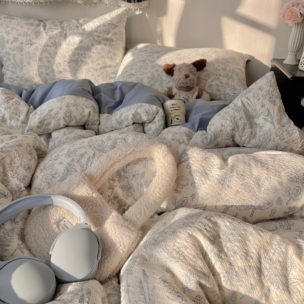 91家纺网 家纺一手货源 找家纺 沐芷 2026 高克重110g泡芙棉四件套A类床上用品被套宿舍床单三件套【提供买家秀】 绵绵奶兔