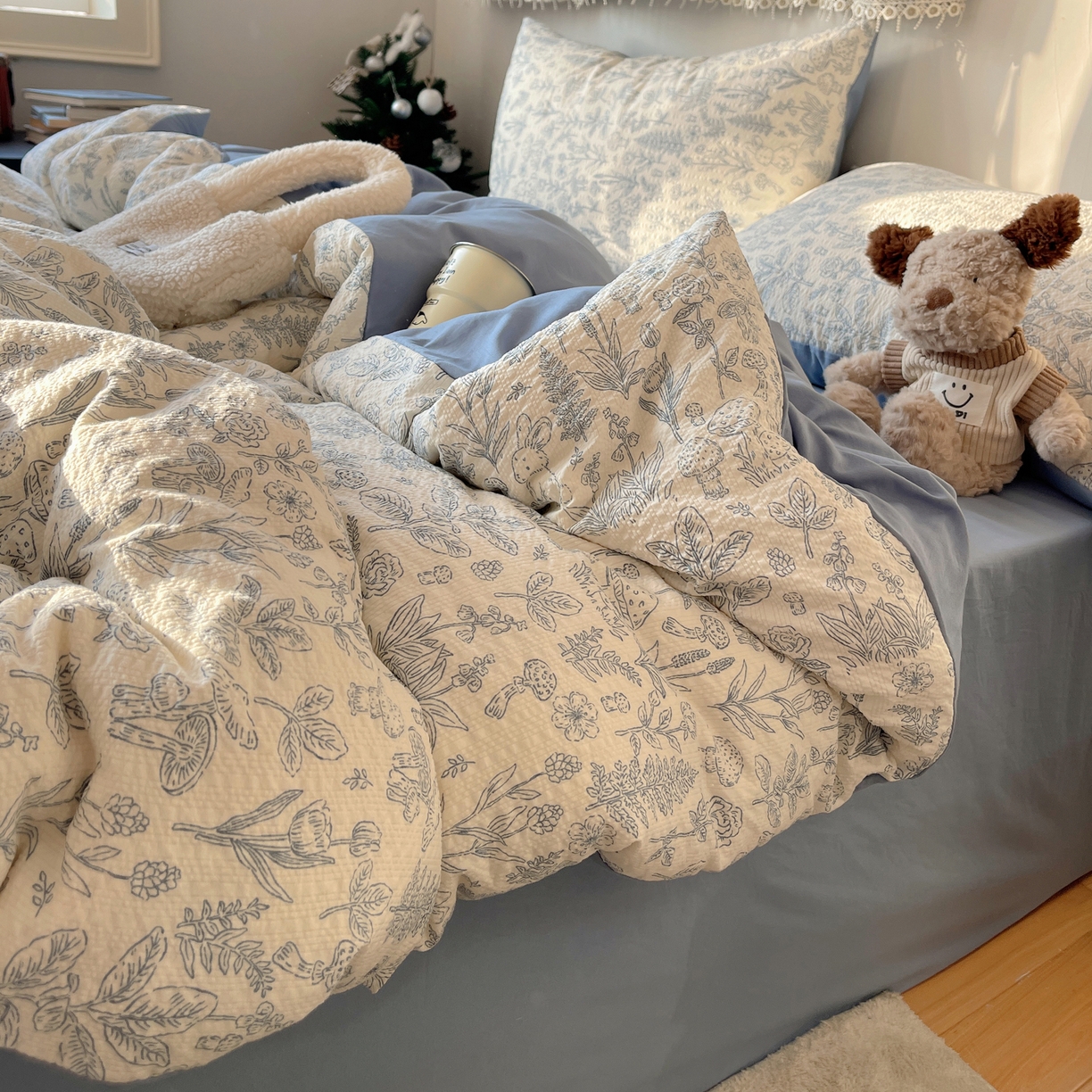 91家纺网 家纺一手货源 找家纺 沐芷 2026 高克重110g泡芙棉四件套A类床上用品被套宿舍床单三件套【提供买家秀】 绵绵奶兔