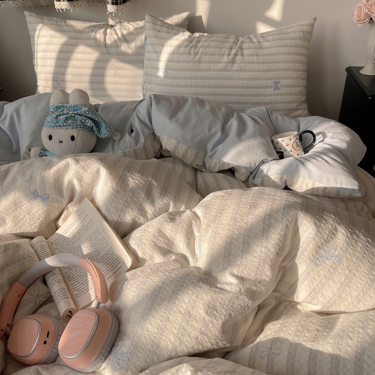 91家纺网 家纺一手货源 找家纺 沐芷 2026 高克重110g泡芙棉四件套A类床上用品被套宿舍床单三件套【提供买家秀】 奶油结兰