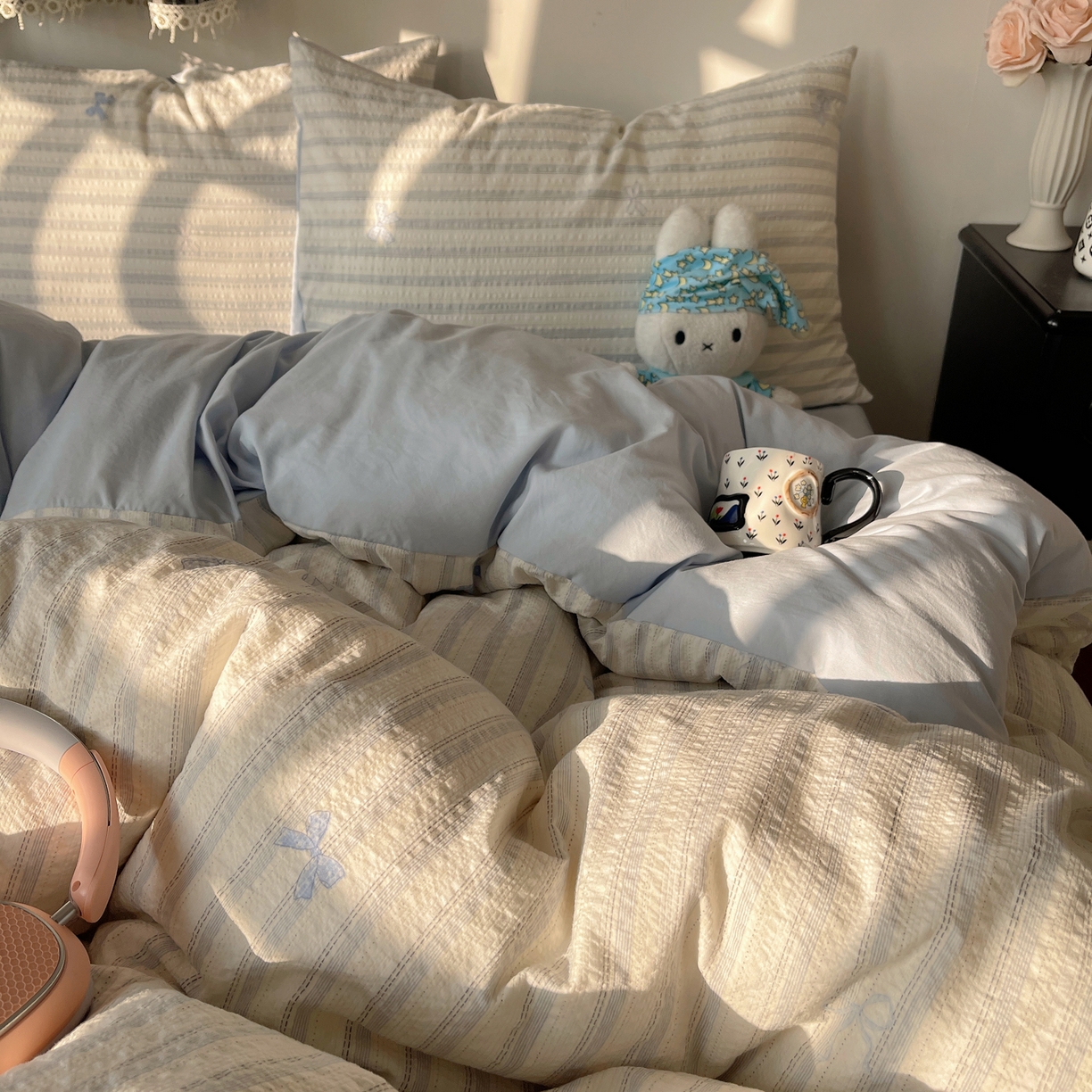 91家纺网 家纺一手货源 找家纺 沐芷 2026 高克重110g泡芙棉四件套A类床上用品被套宿舍床单三件套【提供买家秀】 奶油结兰