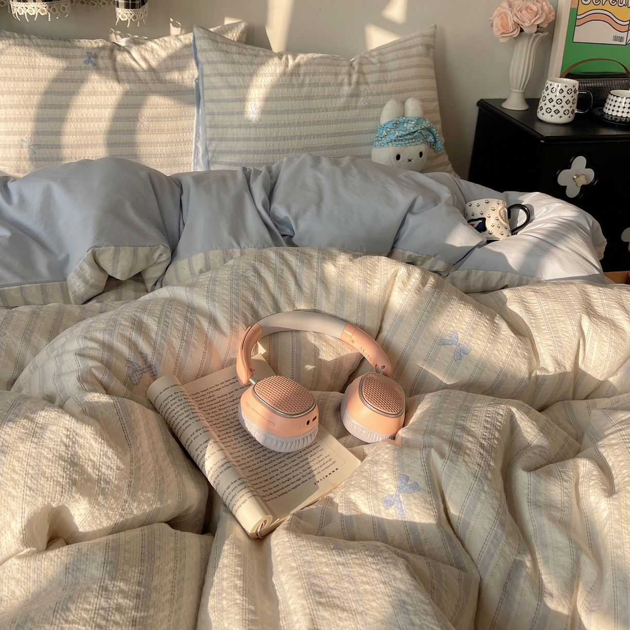 91家纺网 家纺一手货源 找家纺 沐芷 2026 高克重110g泡芙棉四件套A类床上用品被套宿舍床单三件套【提供买家秀】 奶油结兰