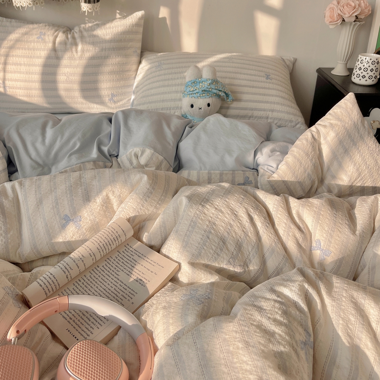 91家纺网 家纺一手货源 找家纺 沐芷 2026 高克重110g泡芙棉四件套A类床上用品被套宿舍床单三件套【提供买家秀】 奶油结兰