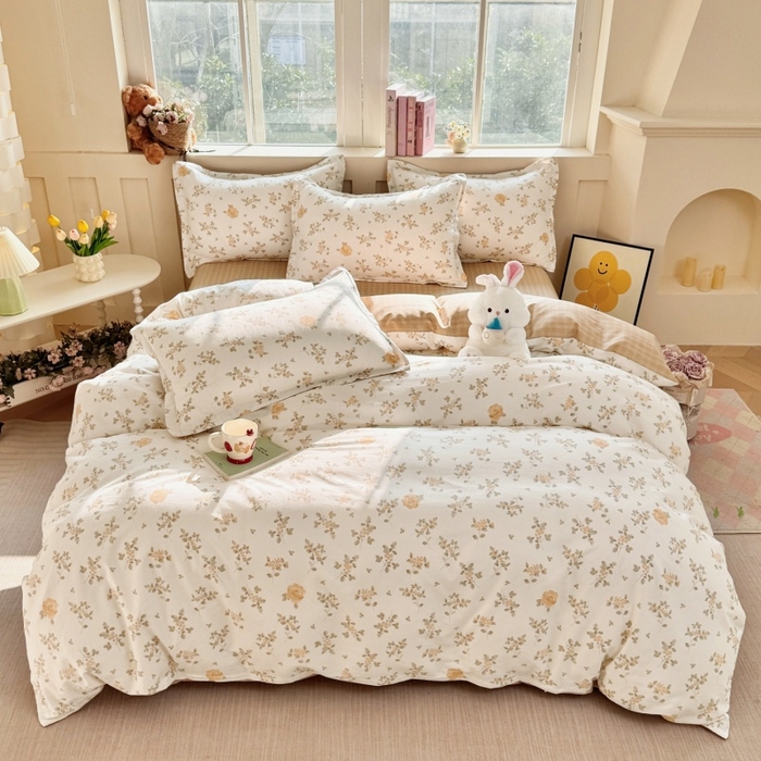 91家纺网 家纺一手货源 找家纺 简冠家纺 2026新款12868印花全棉四件套纯棉四件套 城南花开