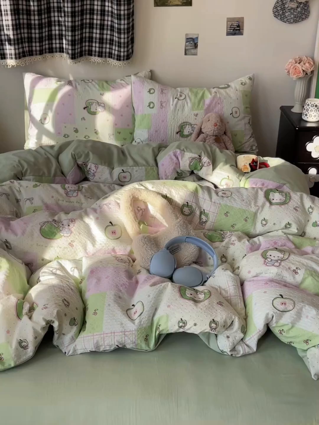 91家纺网 家纺一手货源 找家纺 沐芷 2026 高克重110g泡芙棉四件套A类床上用品被套宿舍床单三件套【提供买家秀】 青苹果乐园