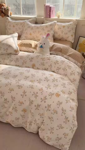 91家纺网 家纺一手货源 找家纺 简冠家纺 2026新款12868印花全棉四件套纯棉四件套 城南花开