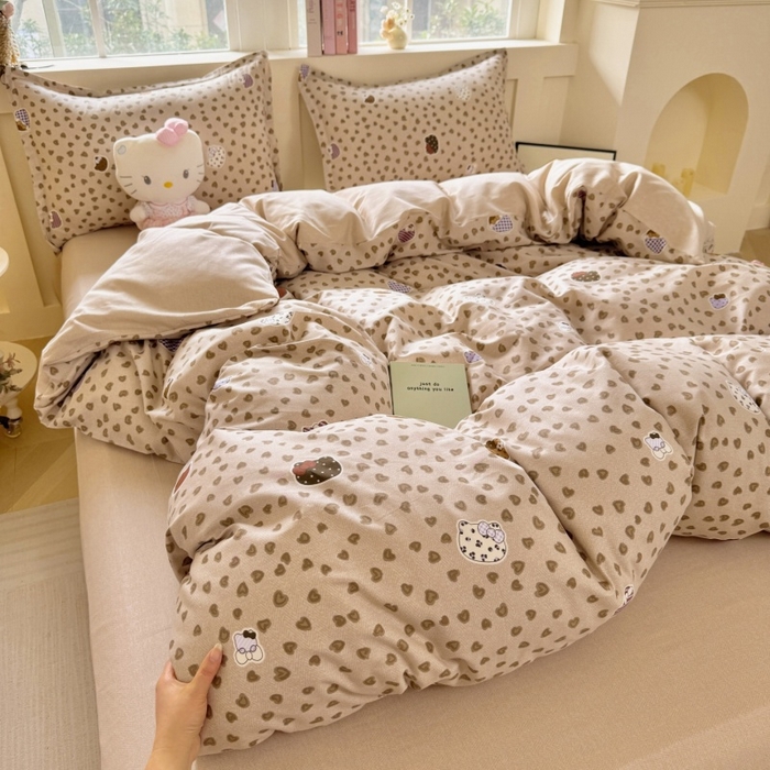 91家纺网 家纺一手货源 找家纺 简冠家纺 2026新款12868印花全棉四件套纯棉四件套 初享时光-咖