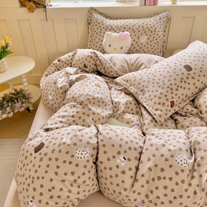 91家纺网 家纺一手货源 找家纺 简冠家纺 2026新款12868印花全棉四件套纯棉四件套 初享时光-咖