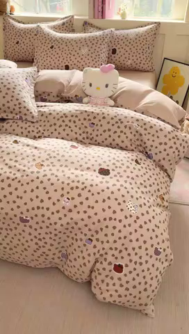 91家纺网 家纺一手货源 找家纺 简冠家纺 2026新款12868印花全棉四件套纯棉四件套 初享时光-咖