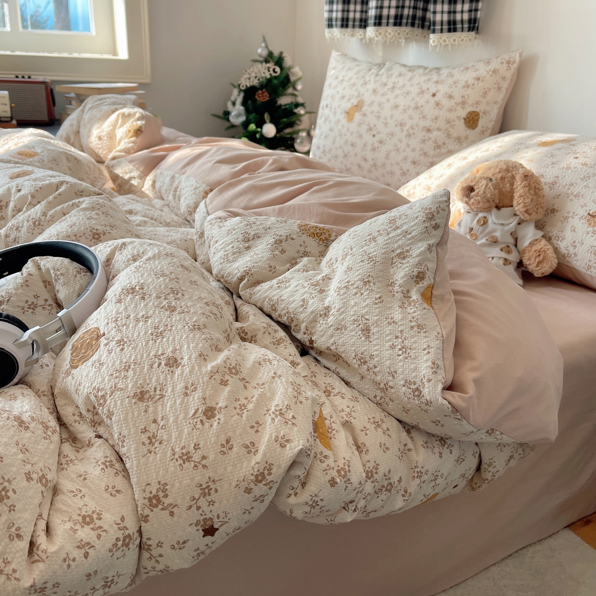 91家纺网 家纺一手货源 找家纺 沐芷 2026 高克重110g泡芙棉四件套A类床上用品被套宿舍床单三件套【提供买家秀】 秋末南瓜