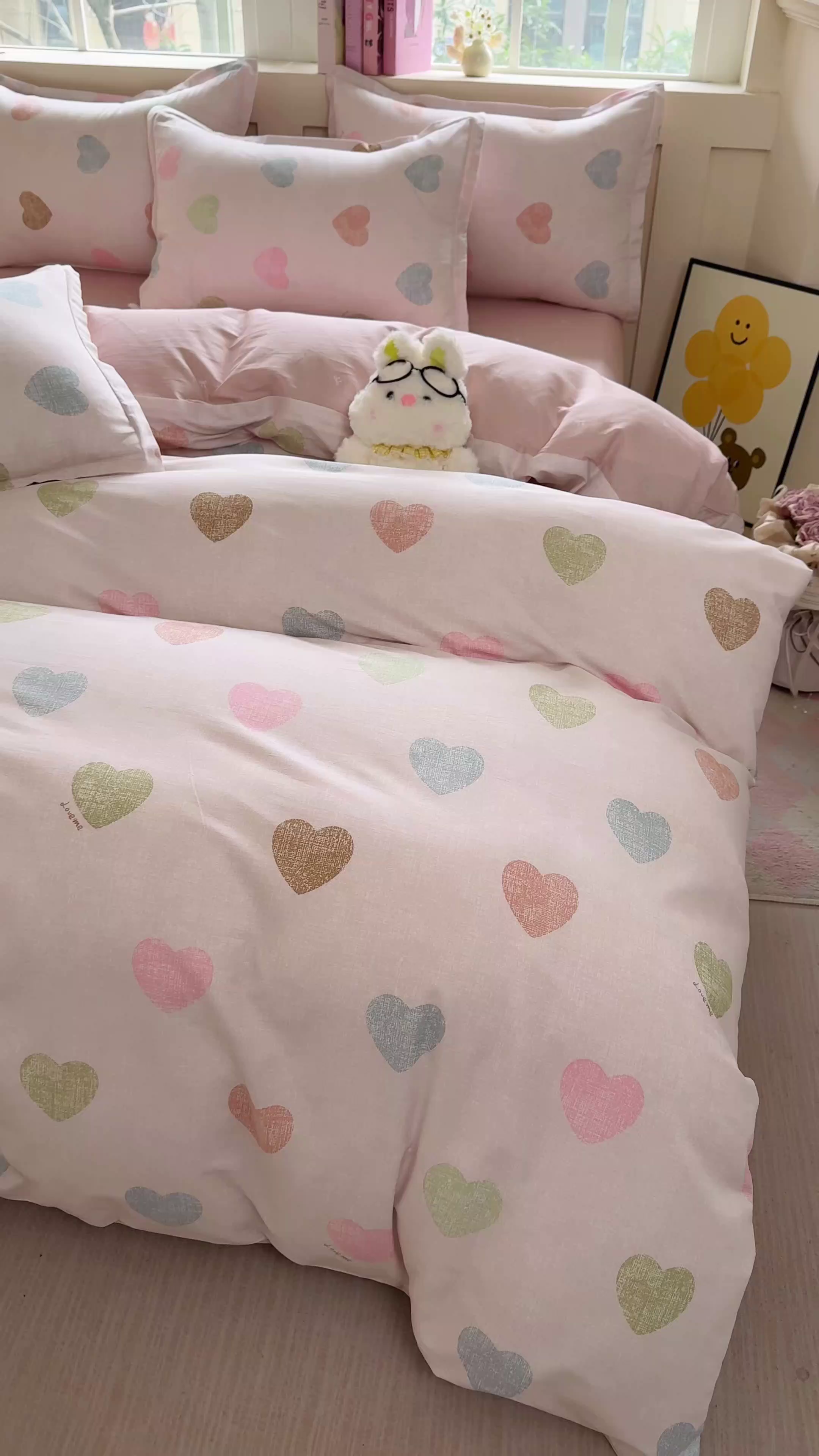 91家纺网 家纺一手货源 找家纺 简冠家纺 2026新款12868印花全棉四件套纯棉四件套 初心-粉