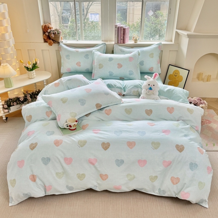 91家纺网 家纺一手货源 找家纺 简冠家纺 2026新款12868印花全棉四件套纯棉四件套 初心-绿