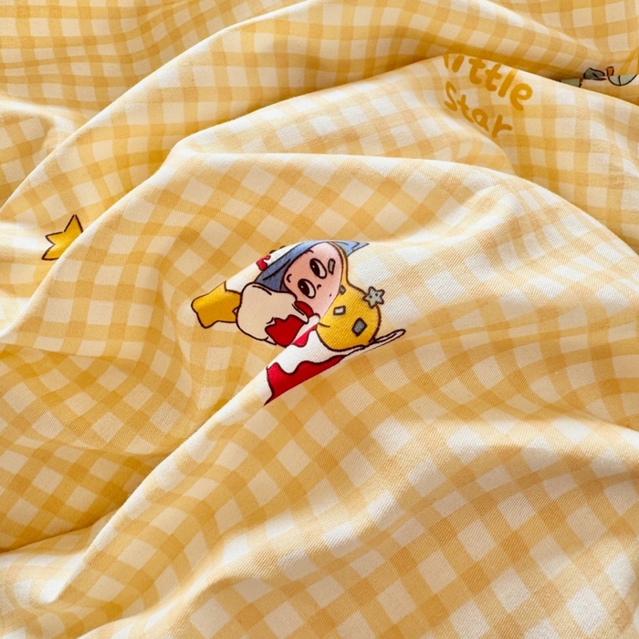 91家纺网 家纺一手货源 找家纺 简冠家纺 2026新款12868印花全棉四件套纯棉四件套 精灵王国-黄