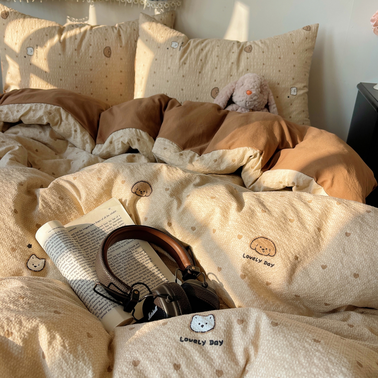 91家纺网 家纺一手货源 找家纺 沐芷 2026 高克重110g泡芙棉四件套A类床上用品被套宿舍床单三件套【提供买家秀】 软萌小脑袋