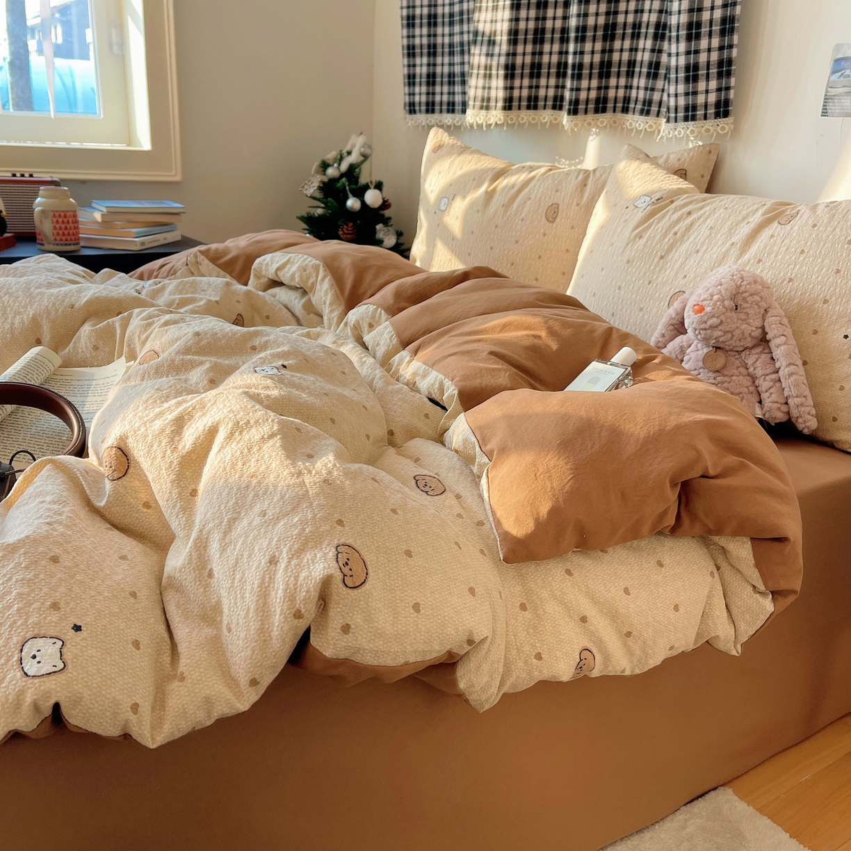 91家纺网 家纺一手货源 找家纺 沐芷 2026 高克重110g泡芙棉四件套A类床上用品被套宿舍床单三件套【提供买家秀】 软萌小脑袋