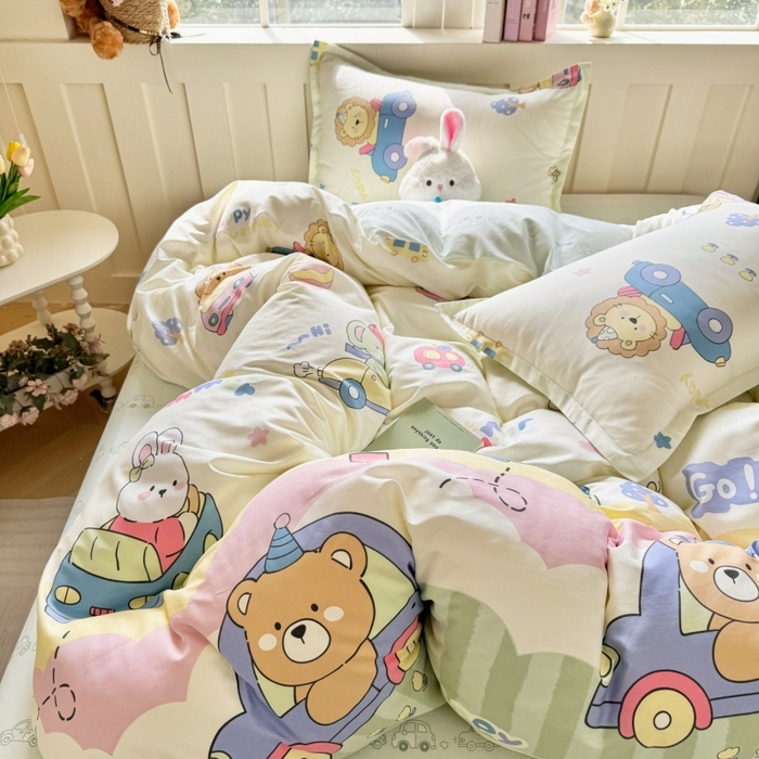 91家纺网 家纺一手货源 找家纺 简冠家纺 2026新款12868印花全棉四件套纯棉四件套 快乐动物城