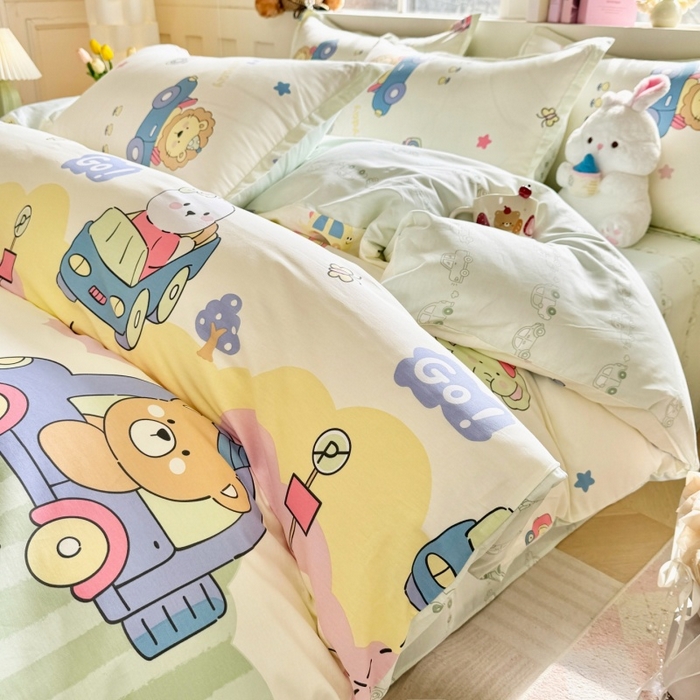 简冠家纺 2026新款12868印花全棉四件套纯棉四件套 快乐动物城