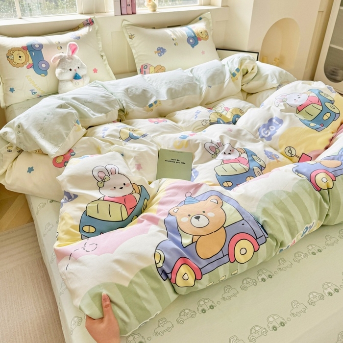 91家纺网 家纺一手货源 找家纺 简冠家纺 2026新款12868印花全棉四件套纯棉四件套 快乐动物城