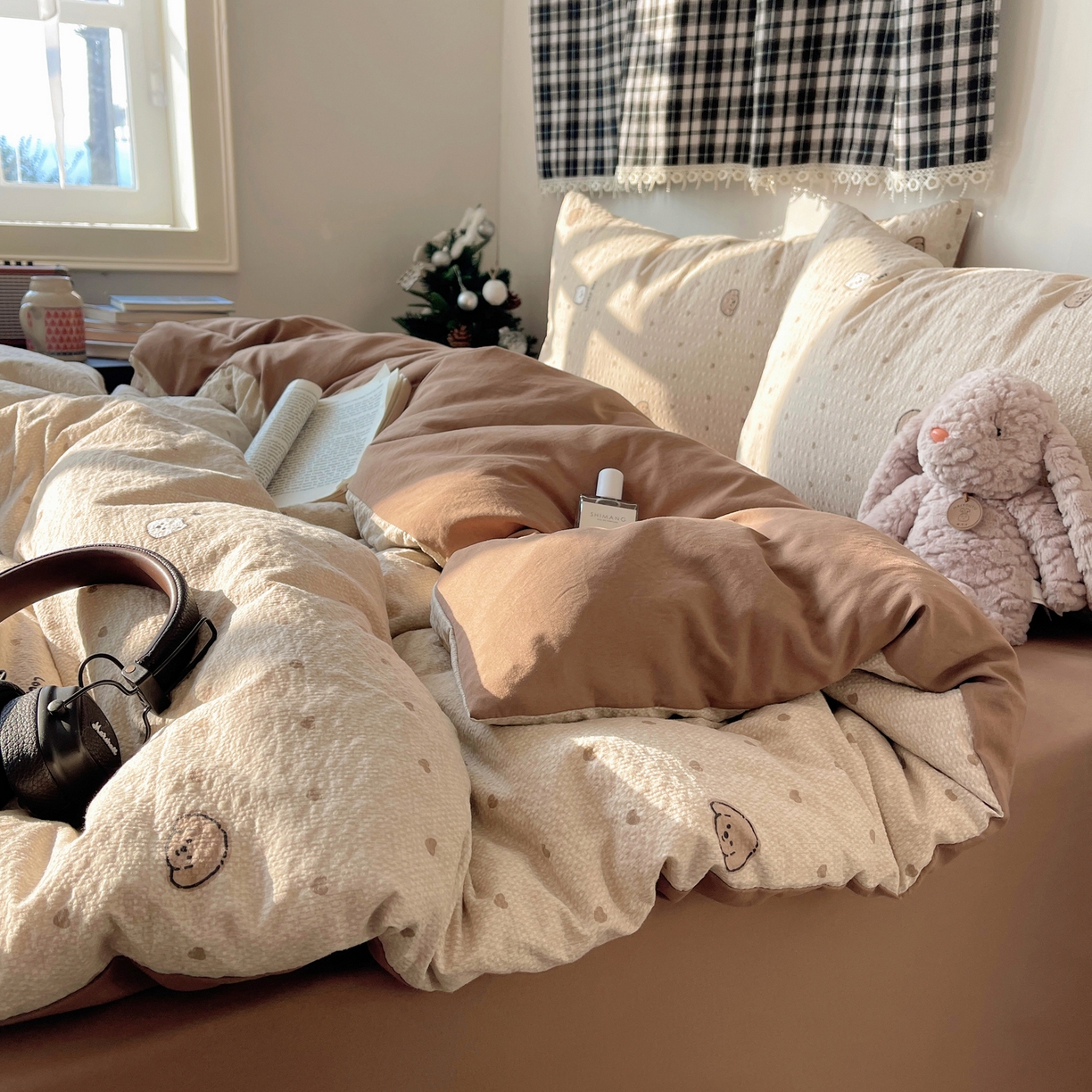 91家纺网 家纺一手货源 找家纺 沐芷 2026 高克重110g泡芙棉四件套A类床上用品被套宿舍床单三件套【提供买家秀】 软萌小脑袋