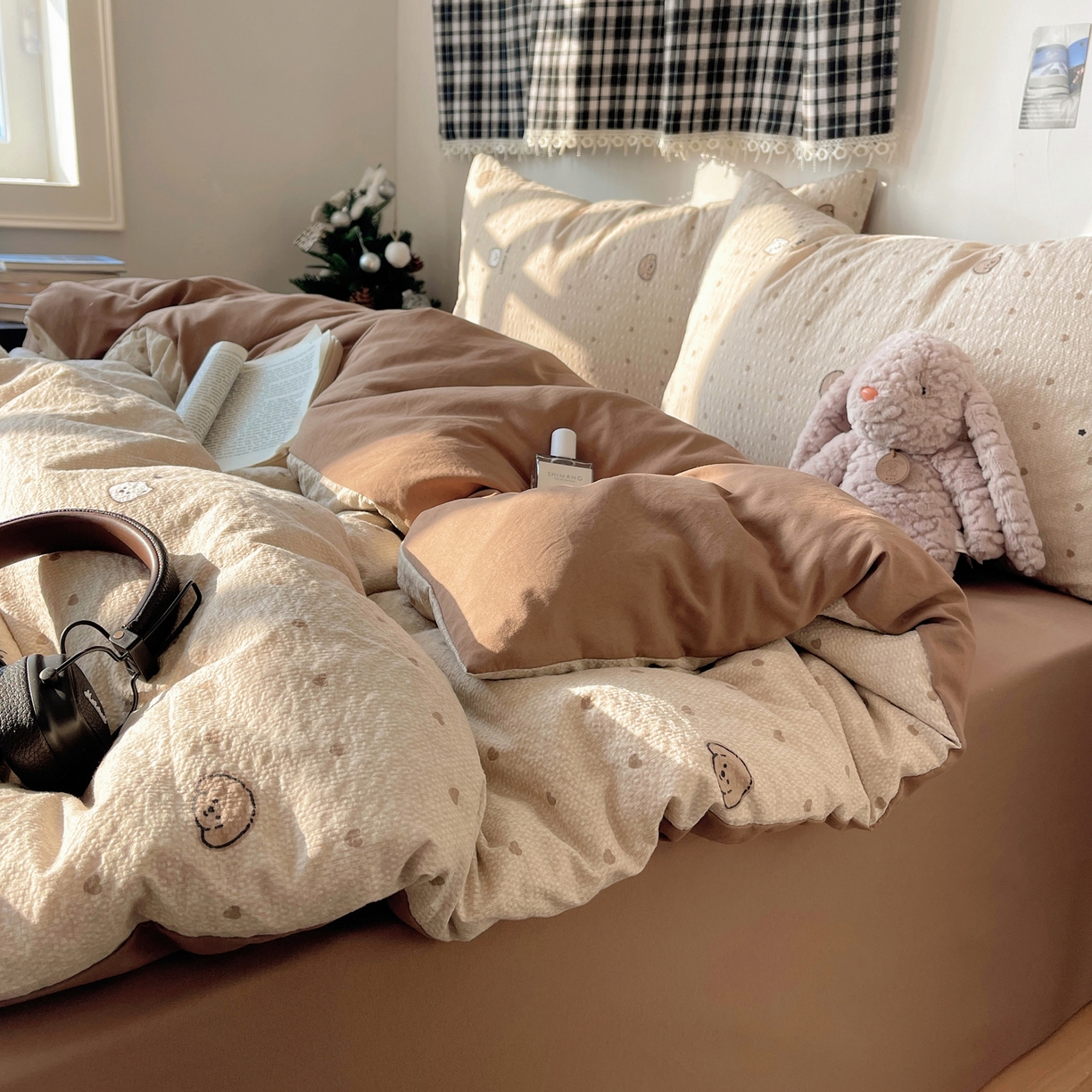 91家纺网 家纺一手货源 找家纺 沐芷 2026 高克重110g泡芙棉四件套A类床上用品被套宿舍床单三件套【提供买家秀】 软萌小脑袋