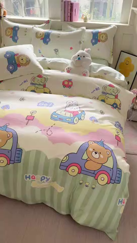 91家纺网 家纺一手货源 找家纺 简冠家纺 2026新款12868印花全棉四件套纯棉四件套 快乐动物城