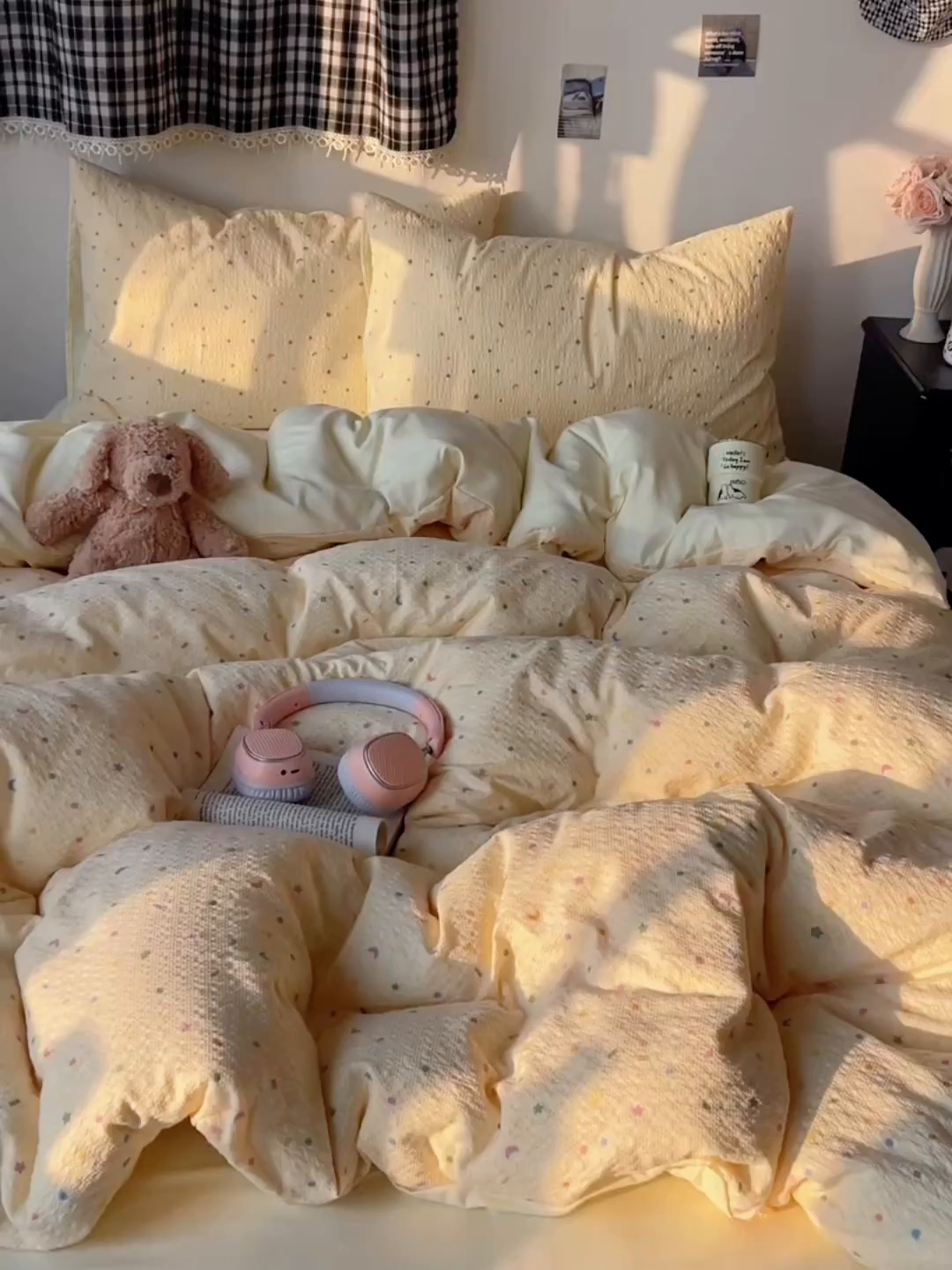 91家纺网 家纺一手货源 找家纺 沐芷 2026 高克重110g泡芙棉四件套A类床上用品被套宿舍床单三件套【提供买家秀】 星月糖粒