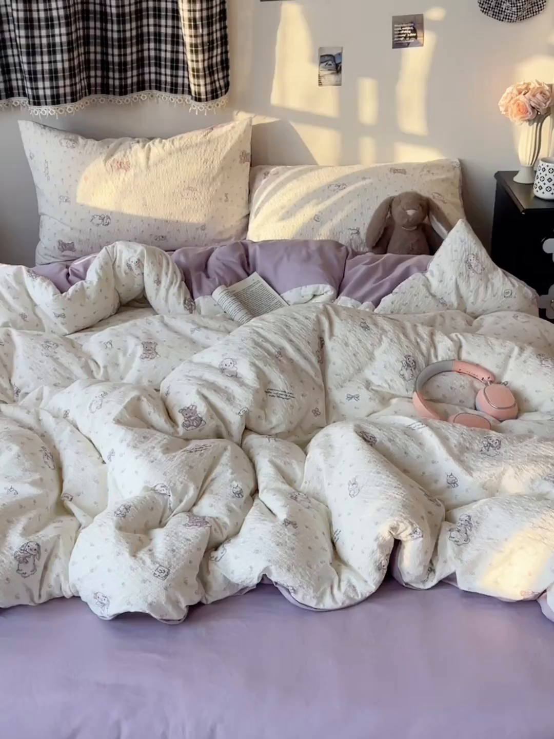 91家纺网 家纺一手货源 找家纺 沐芷 2026 高克重110g泡芙棉四件套A类床上用品被套宿舍床单三件套【提供买家秀】 悦悦小兔