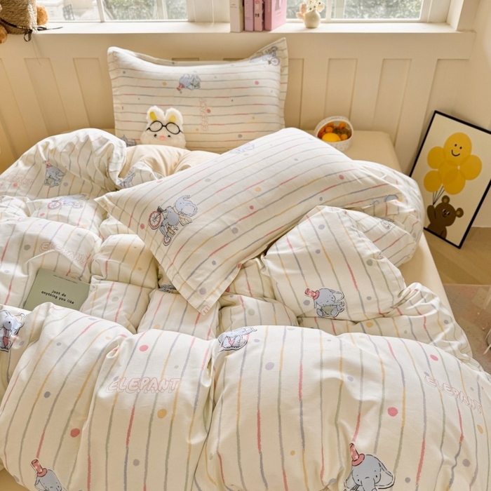 91家纺网 家纺一手货源 找家纺 简冠家纺 2026新款12868印花全棉四件套纯棉四件套 小飞象