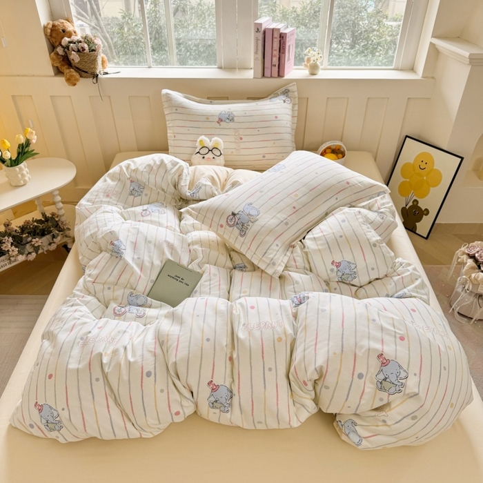 91家纺网 家纺一手货源 找家纺 简冠家纺 2026新款12868印花全棉四件套纯棉四件套 小飞象