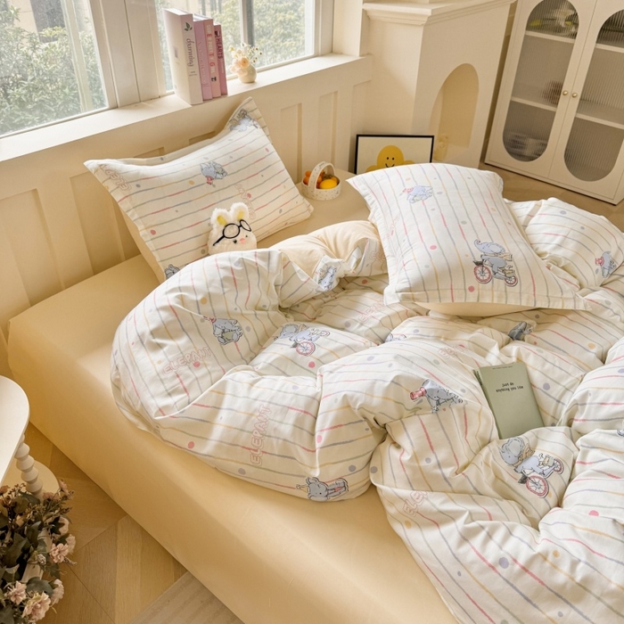 91家纺网 家纺一手货源 找家纺 简冠家纺 2026新款12868印花全棉四件套纯棉四件套 小飞象