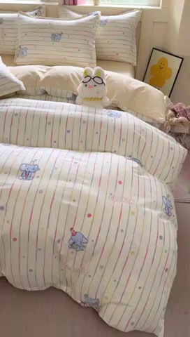 91家纺网 家纺一手货源 找家纺 简冠家纺 2026新款12868印花全棉四件套纯棉四件套 小飞象