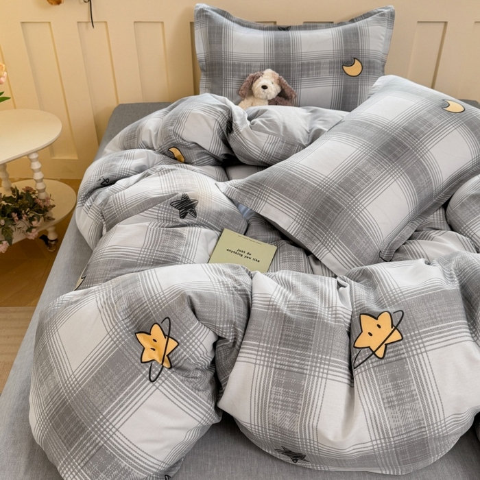 91家纺网 家纺一手货源 找家纺 简冠家纺 2026新款12868印花全棉四件套纯棉四件套 星空印记