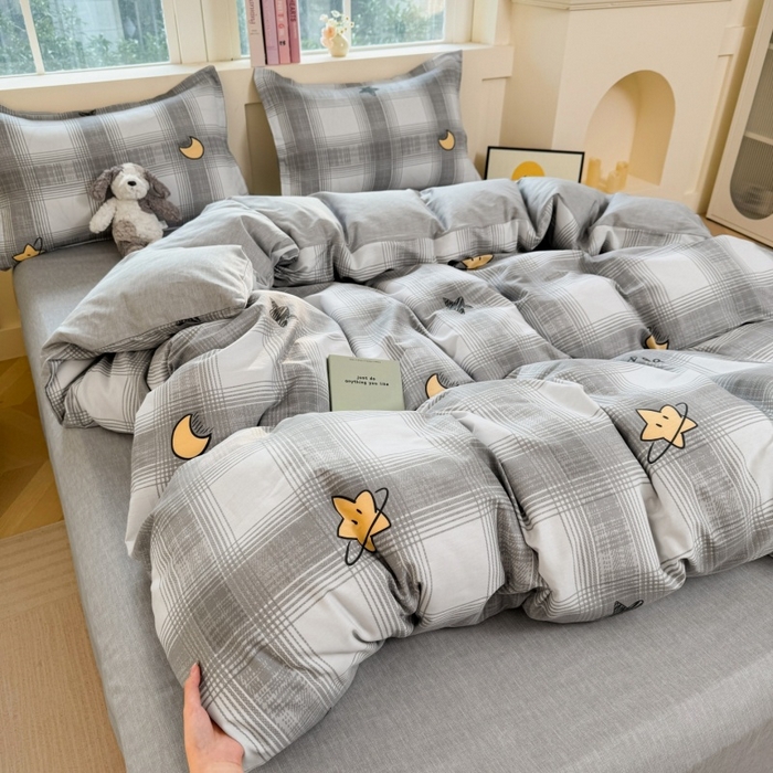 91家纺网 家纺一手货源 找家纺 简冠家纺 2026新款12868印花全棉四件套纯棉四件套 星空印记