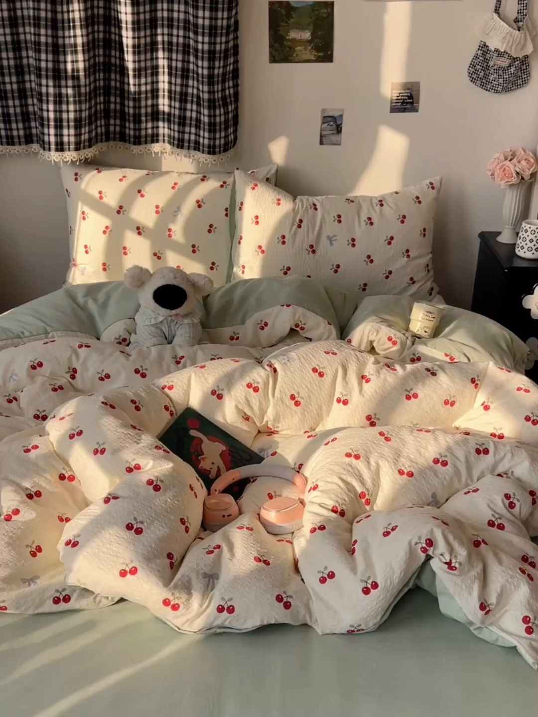 91家纺网 家纺一手货源 找家纺 沐芷 2026 高克重110g泡芙棉四件套A类床上用品被套宿舍床单三件套【提供买家秀】 樱桃笔记