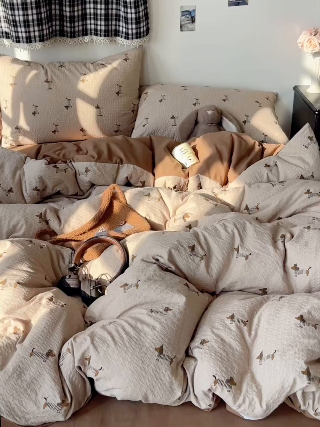 91家纺网 家纺一手货源 找家纺 沐芷 2026 高克重110g泡芙棉四件套A类床上用品被套宿舍床单三件套【提供买家秀】 线条腊肠狗