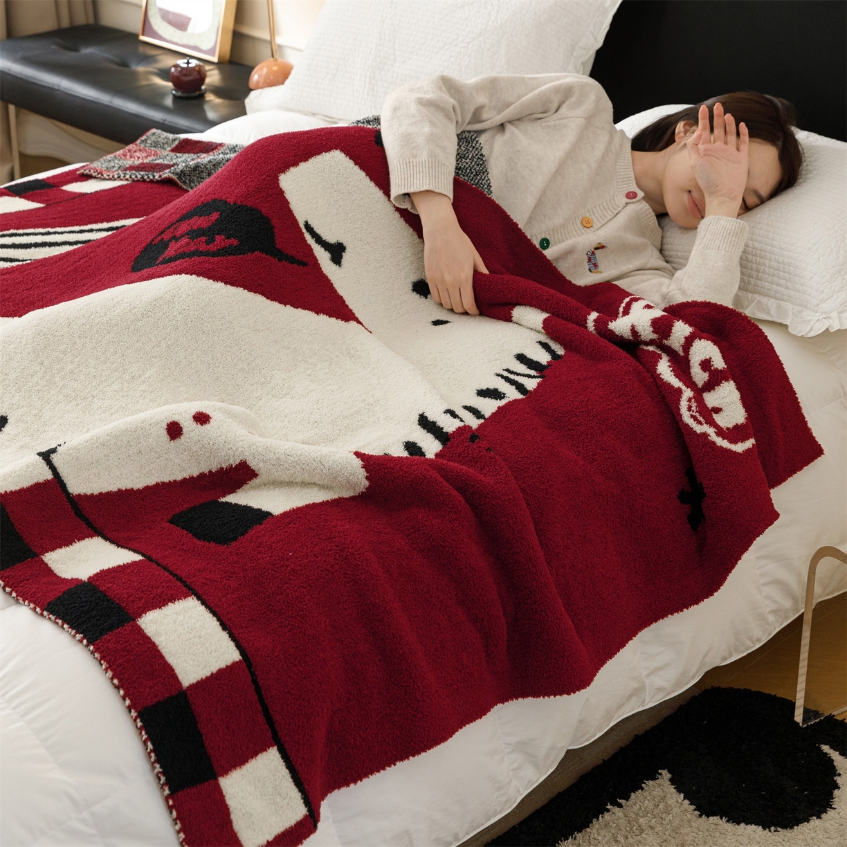 91家纺网 家纺一手货源 找家纺 瑞米家居 2026新款多功能半边绒盖毯毛毯毯子 rich horse白