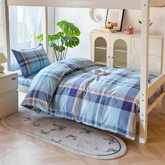 91家纺网 家纺一手货源 找家纺 简冠 开学季2025植物羊绒学生宿舍上下铺学生三件套学生床垫被子被芯大礼包彩韵