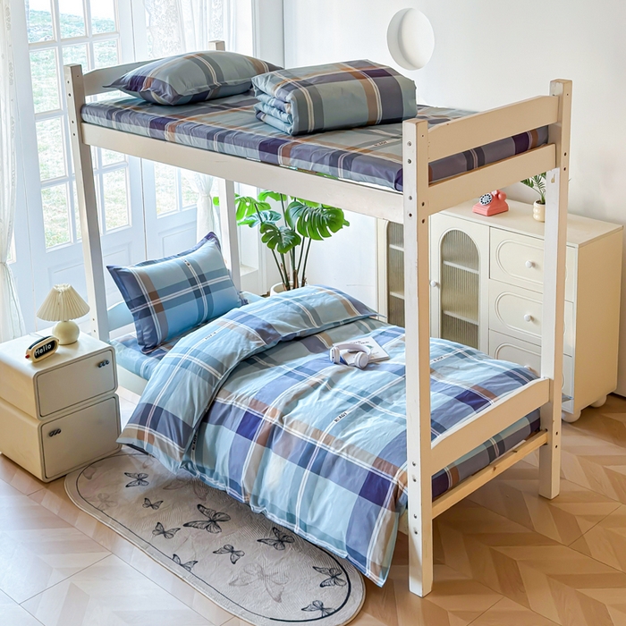 简冠 开学季2025植物羊绒学生宿舍上下铺学生三件套学生床垫被子被芯大礼包彩韵