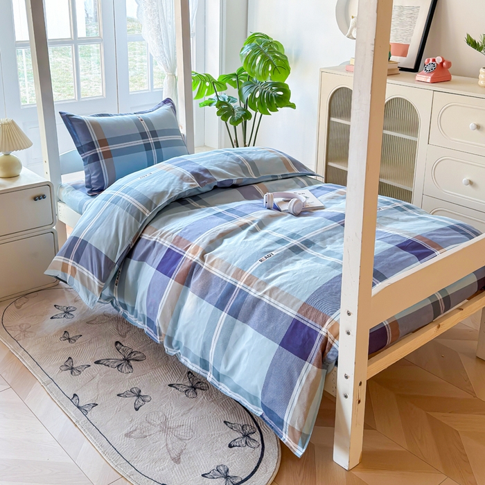 91家纺网 家纺一手货源 找家纺 简冠 开学季2025植物羊绒学生宿舍上下铺学生三件套学生床垫被子被芯大礼包彩韵