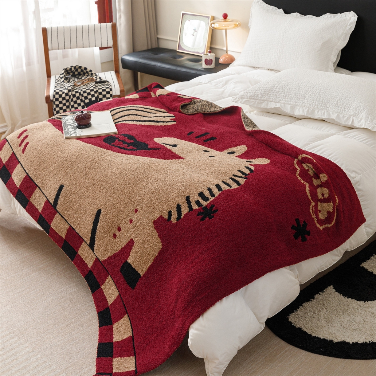 91家纺网 家纺一手货源 找家纺 瑞米家居 2026新款多功能半边绒盖毯毛毯毯子 rich horse驼