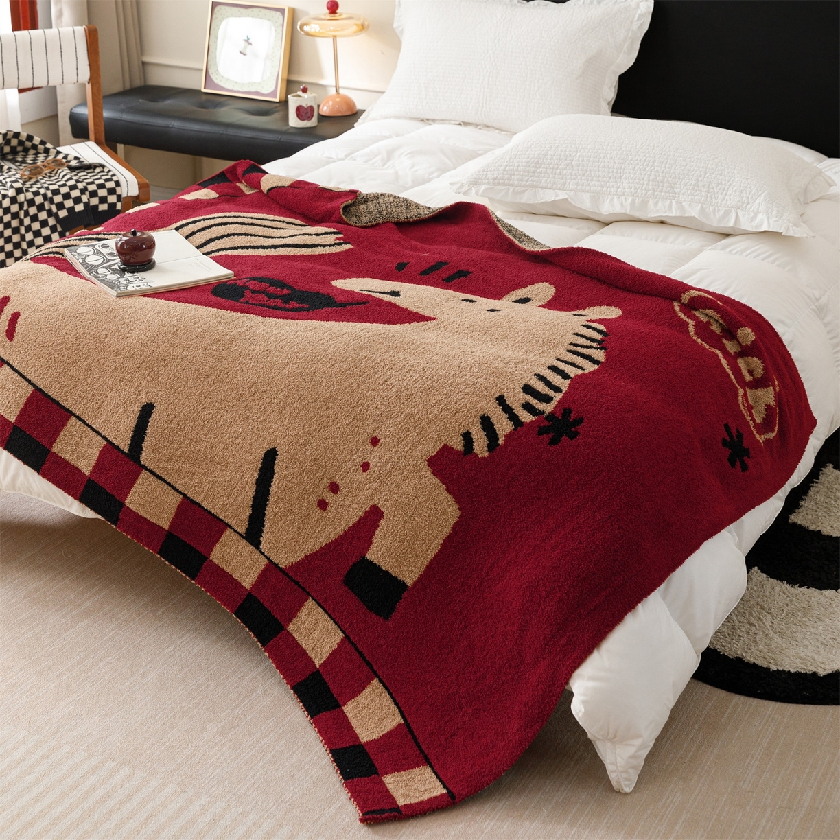 91家纺网 家纺一手货源 找家纺 瑞米家居 2026新款多功能半边绒盖毯毛毯毯子 rich horse驼