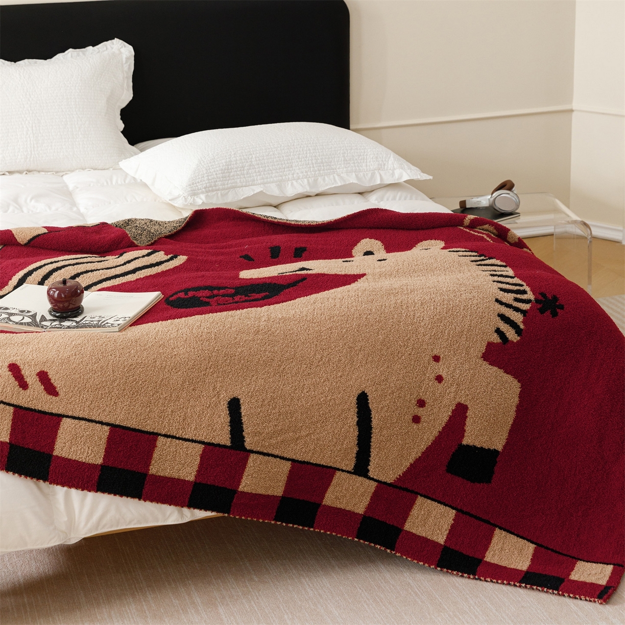 91家纺网 家纺一手货源 找家纺 瑞米家居 2026新款多功能半边绒盖毯毛毯毯子 rich horse驼