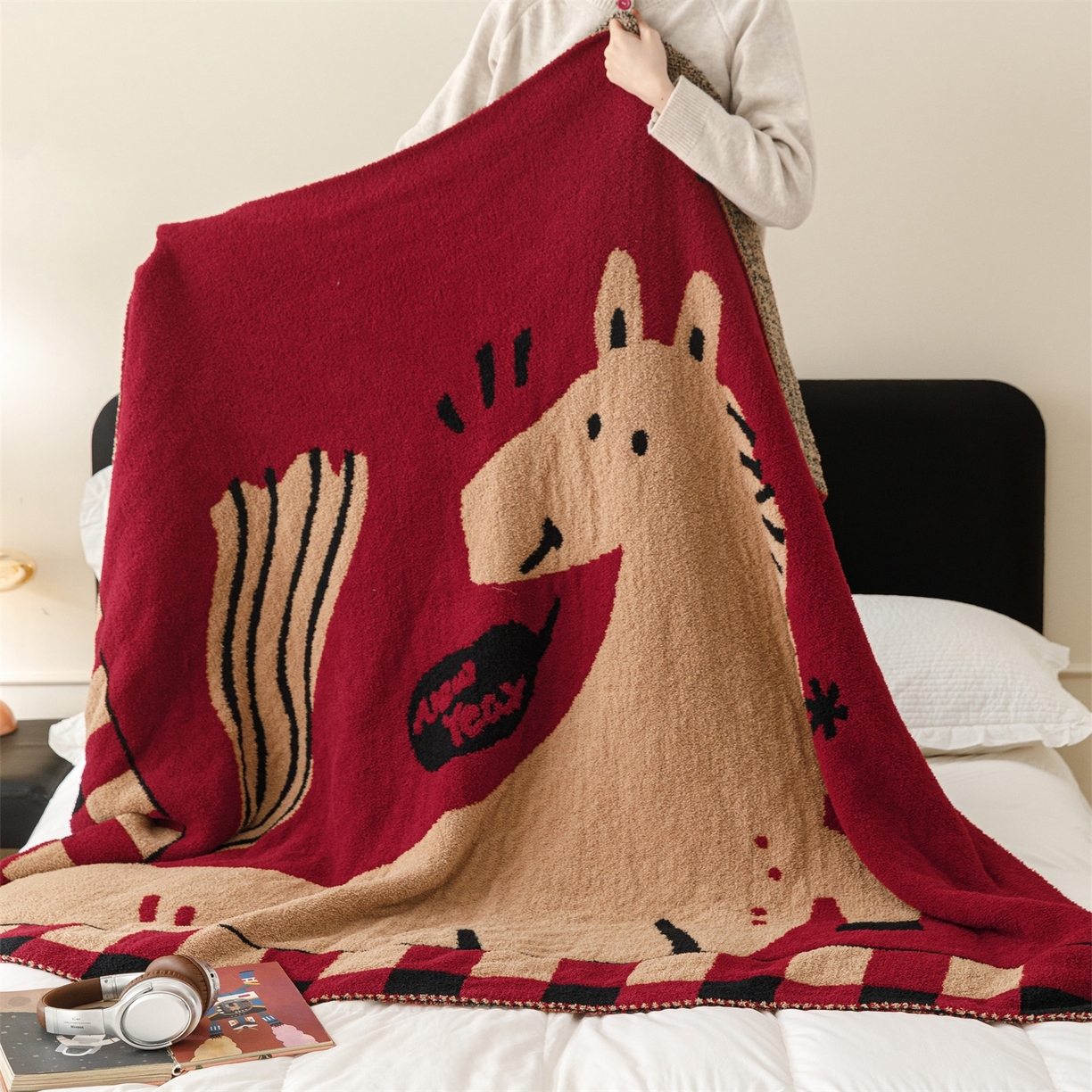 91家纺网 家纺一手货源 找家纺 瑞米家居 2026新款多功能半边绒盖毯毛毯毯子 rich horse驼