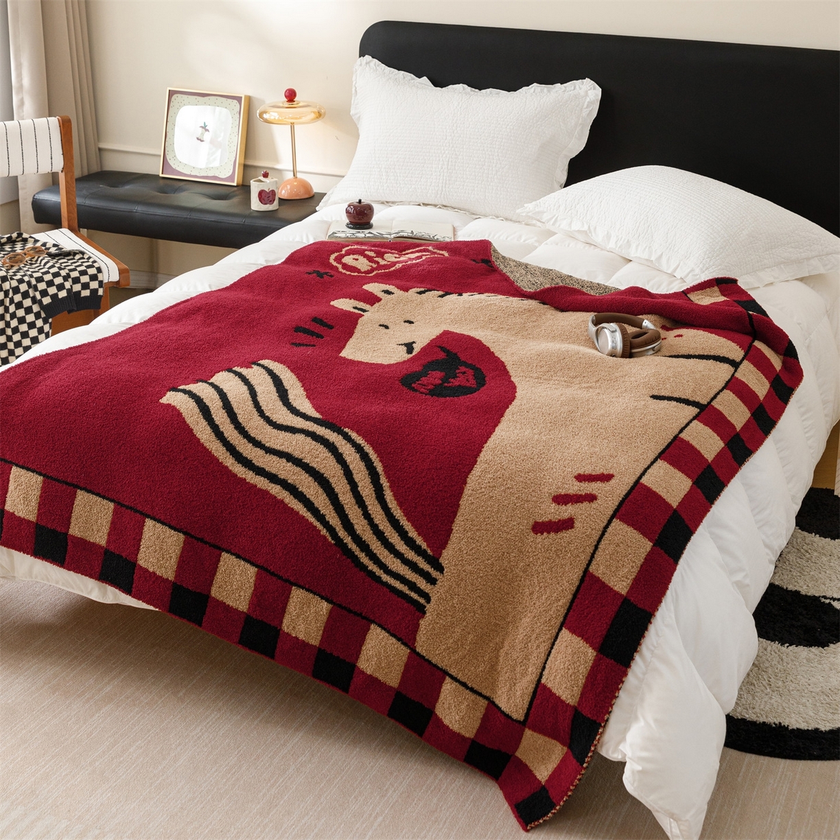 91家纺网 家纺一手货源 找家纺 瑞米家居 2026新款多功能半边绒盖毯毛毯毯子 rich horse驼