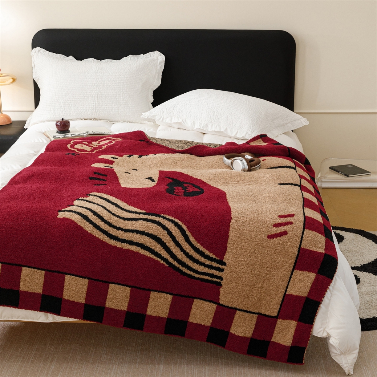 91家纺网 家纺一手货源 找家纺 瑞米家居 2026新款多功能半边绒盖毯毛毯毯子 rich horse驼