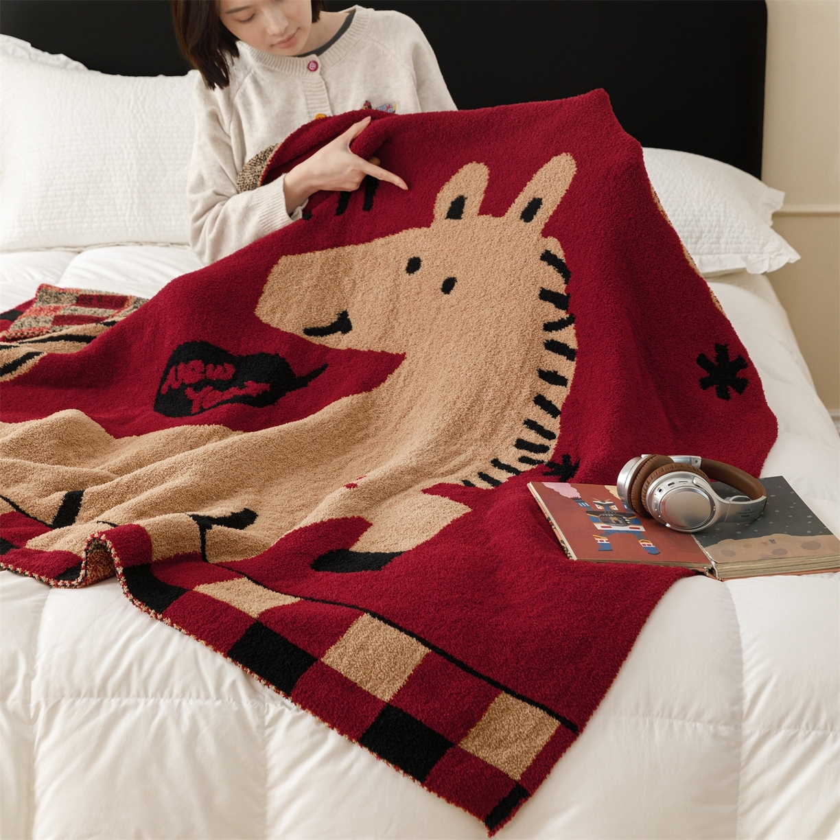 91家纺网 家纺一手货源 找家纺 瑞米家居 2026新款多功能半边绒盖毯毛毯毯子 rich horse驼