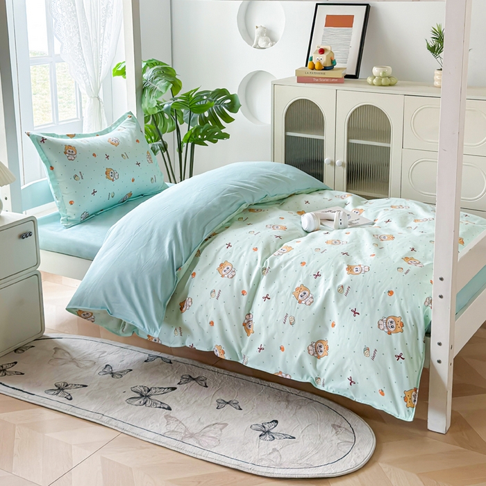 91家纺网 家纺一手货源 找家纺 简冠 开学季2025植物羊绒学生宿舍上下铺学生三件套学生床垫被子被芯大礼包调皮萌宠