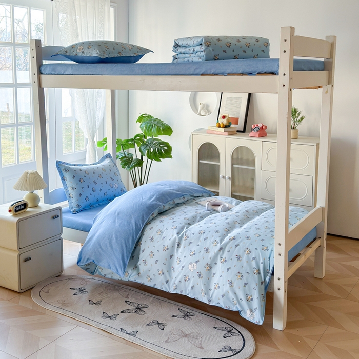 91家纺网 家纺一手货源 找家纺 简冠 开学季2025植物羊绒学生宿舍上下铺学生三件套学生床垫被子被芯大礼包嘟都宝贝